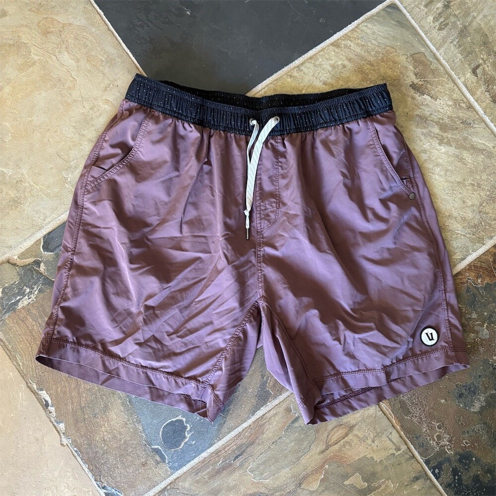 Vuori Kore Lined Athletic Shorts Men's XL Purple Drawstring Pockets
